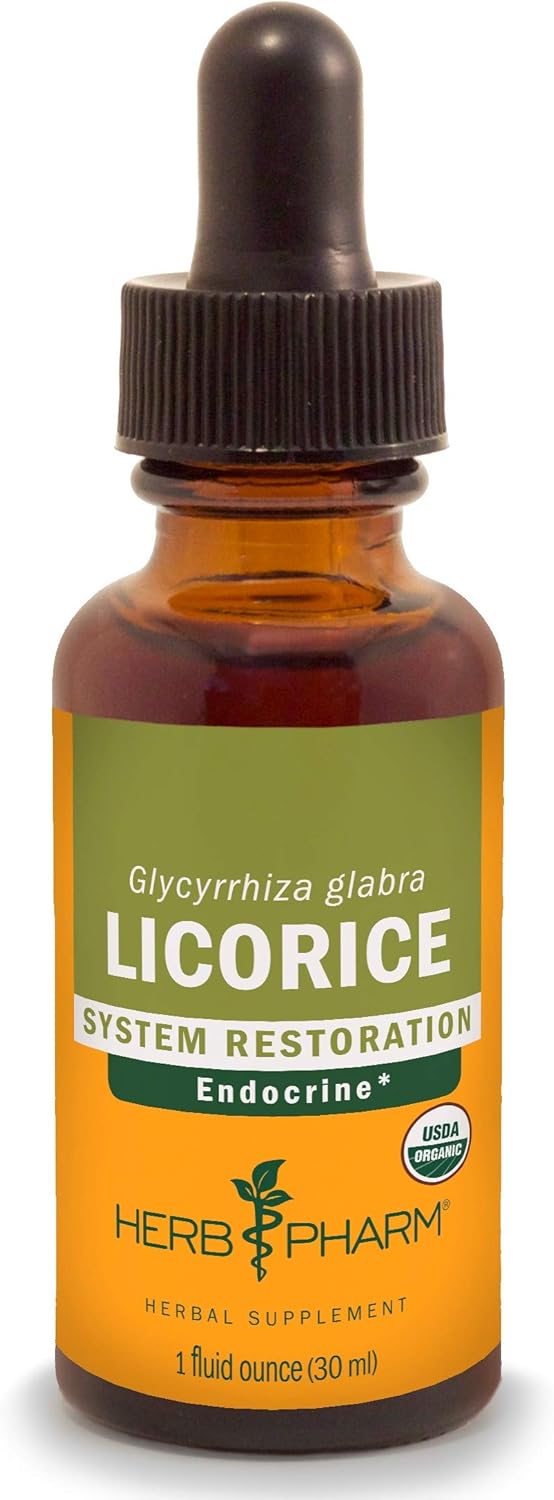 Herb Pharm Certified Organic Licorice Liquid Extract for Endocrine System Support - 1 Ounce (DLIC01): Health & Personal Care