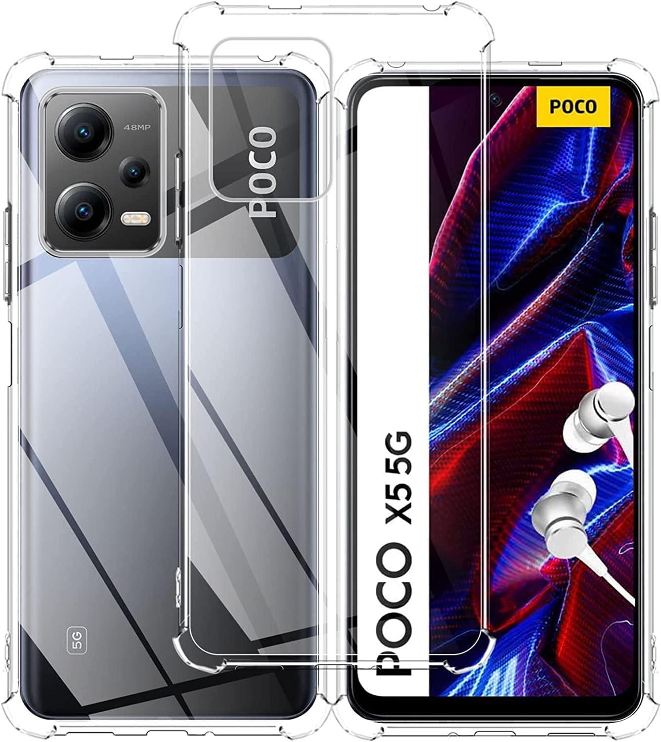 PIXFAB For Xiaomi Poco X5 5G / REDMI NOTE 12 (5G) Clear Case, Shockproof [Ultra Slim] Scratch Resistant Gel Rubber Silicone [Protective Case] Phone Cover For Xiaomi Poco X5 (5G) - Clear