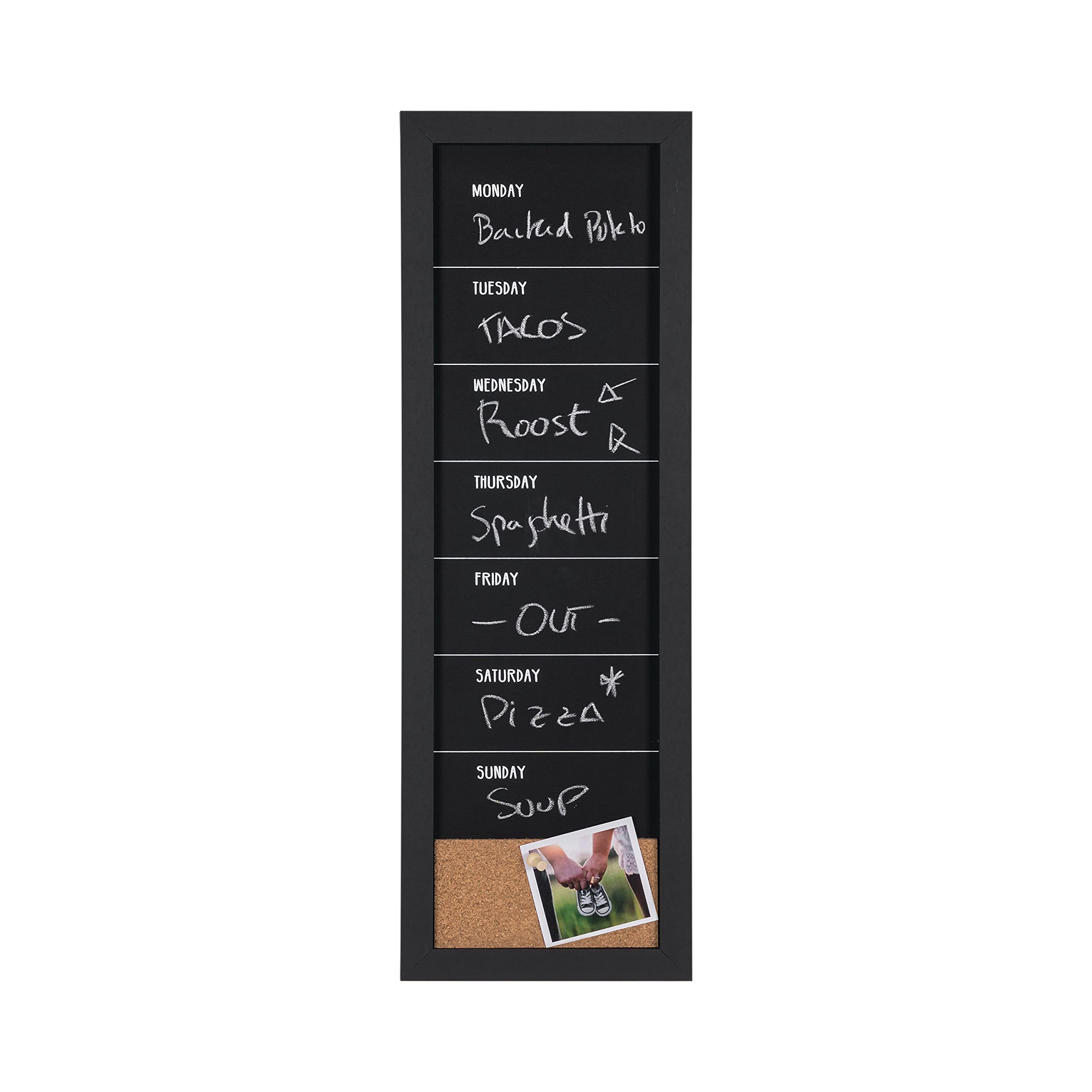 Bi-Office - Combo Chalkboard Week Planner, 200 x 600 mm, Black Frame