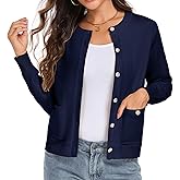 Oymyakon Women Button Down Cardigan Sweaters Long Sleeve Crew Neck Knit Sweater Lightweight Open Front Top Outwear Coat