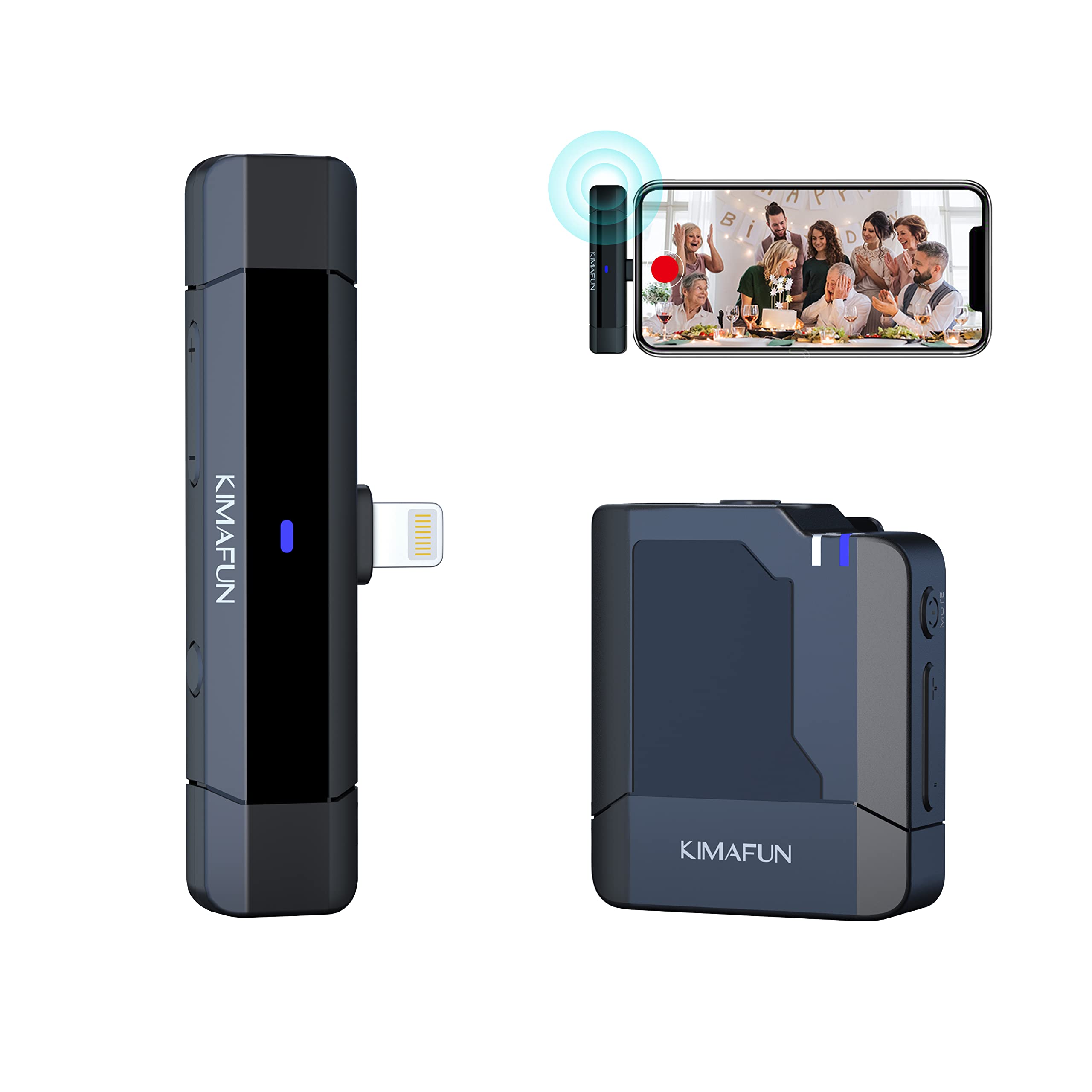 KIMAFUN Wireless Lavalier Microphone for Camera Smartphone,Android Phone,Lapel Mic System for Vlogging Video Recording,TikTok YouTube Facebook Live Streaming KM-G50-1 (KM-G50-5(1TX+1RX))