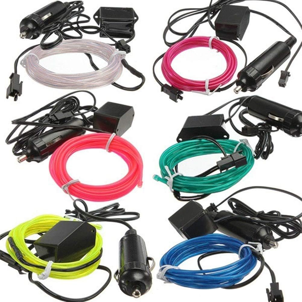 LED Light 2M Neon Light Glow EL Wire Car Rope Strip + Car Charger Driver (Color : Blue)