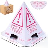 Xfzzrsdz 60 PCS "Do Not Stack" Pallet Cones for Safe Shipping Pallets | Reusable,Bilingual,Water-Resistant,Pink &amp; White | Warehouse, Goods, Box &amp; Carton Protection | 8"W x 8"L x 10"H