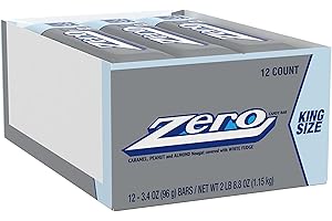 ZERO White Fudge, Caramel, Peanut and Almond Nougat King Size Candy, Bulk Individually Wrapped, 3.4 oz Bars (12 Count)