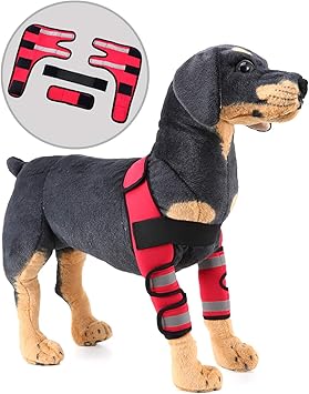 Amazon 犬用 リハビリ 用品 小型犬 中型 大型犬 反射バンド サポーター 肩 肘 関節 プロテクター 老犬介護 保健 傷口 骨折治療 術後保護 捻挫 関節炎 介護用品 調節可能 3色 レッド M Smalllee Lucky Store 術後ウェア 通販