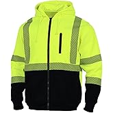 VENDACE High Visibility ANSI Class 3 Reflective Safety Fleece Sweatshirt Hoodie for Men Hi Vis Hoodies Zipper Jacket