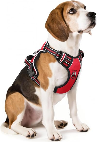 HEELE Dog Harness Medium No Pull Vest Reflective Adjustable Red M