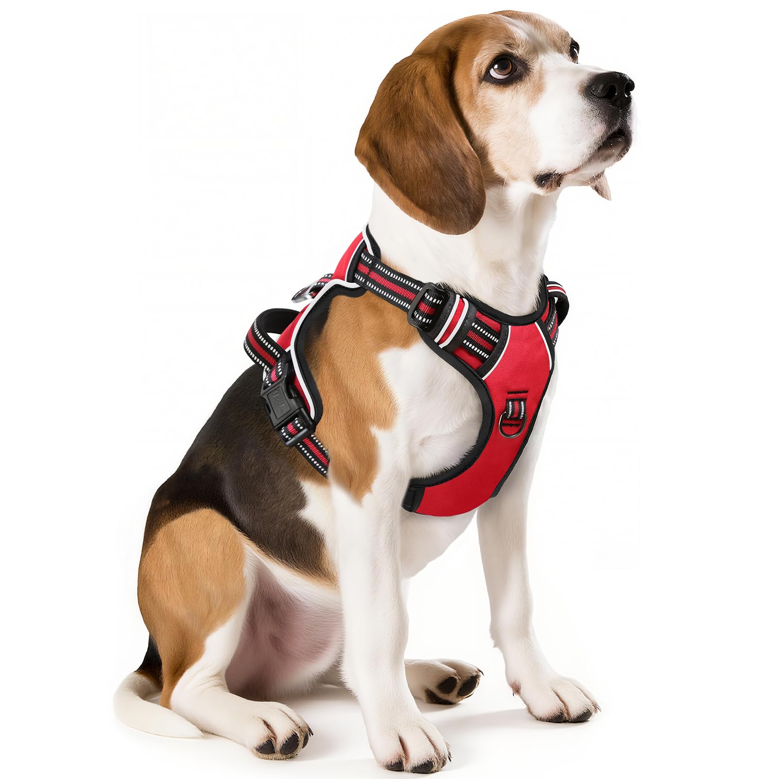 HEELE Dog Harness Medium No pull Vest Harness Adjustable Reflective and Durable for Outdoor Training, Red, M