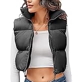 Kissonic Women's Cropped Puffer Vest Lightweight Fluffy Vest Sleeveless Warm Winter Outerwear