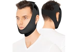 OHALEEP OHELEEP Anti Snore Chin Strap for CPAP Users, Snore Stopper Adjustable, Chin Strap for Sleeping Comfortable Stop Snoring Solution, Anti Snoring Devices Breathable and Reusable, Black, M