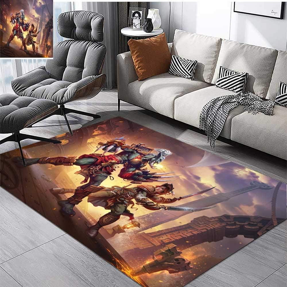 Children's Bedroom Carpet zandalari Troll vs kul tiran Soft Fluffy W4.8 x L6.7 FT