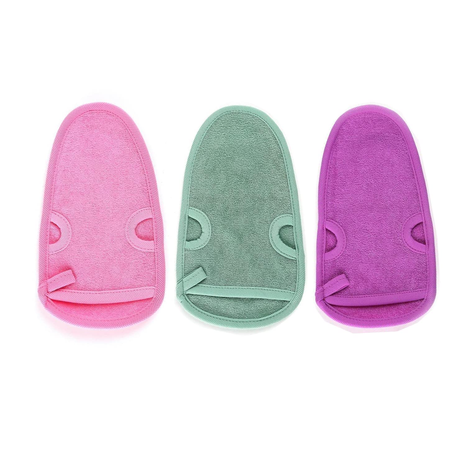 3PCS Eraser Mitt Body Exfoliator Cleansing Glove Wash Massage Loofah Scrub Spa Mitt Exfoliating Gloves Scrub Gloves for Shower Bathroom Brush Soap Wash