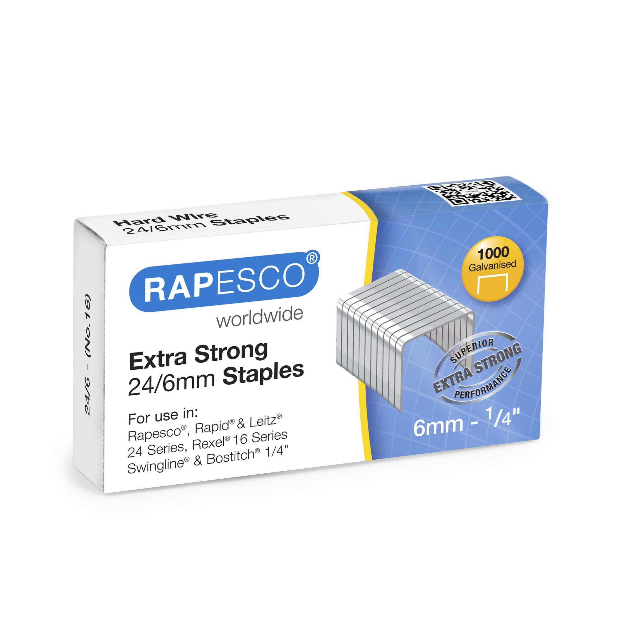 Rapesco 1164 Hard Wire Staples - 24/6mm - Box of 1,000