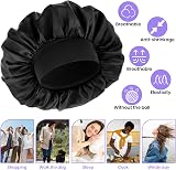 WLLHYF Silk Bonnet Men Women Satin Sleep Cap Elastic Band Black view 3