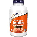 NOW Supplements, Inulin Prebiotic Pure Powder, Certified Organic, Non-GMO Project Verified, Intestinal Support*, 1-Pound