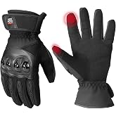 KEMIMOTO Winter Motorcycle Gloves, Waterproof Gloves Warm Touchscreen | Hard-Shell Hand Protection, Windproof Elastic Cuff, Waterproof Thermal Gloves, Compatible with motorcycle, ATV, Snowmobile