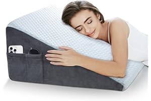 puredown® 12" Bed Wedge Pillow, Cooling Wedge Pillows for Headboard, Pillow Wedge for Nighttime Acid Reflux, Lumbar & Back Support, Leg Elevation Therapy, Snore Reduction Aid