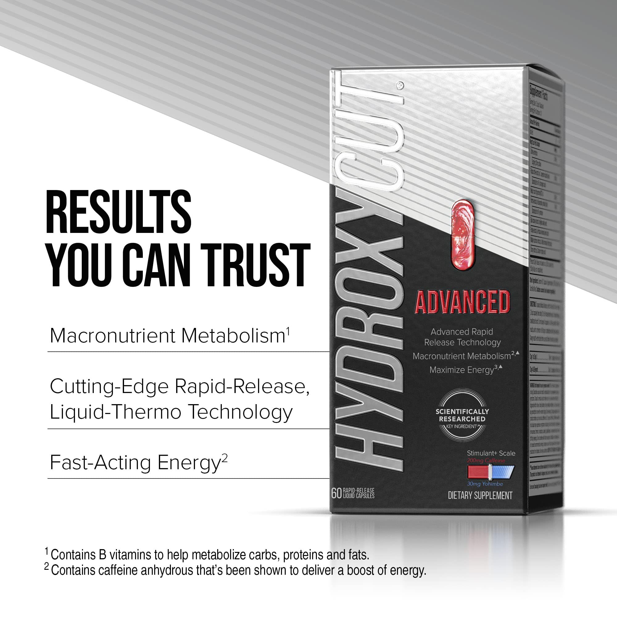 Hydroxycut Advanced - 60 Rapid-Release Liquid Capsules - Thermogenic Calorie Burn, Maximize Energy - for Women & Men