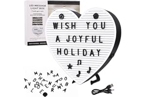 ANKDD Light Up Letter Board with Stand - Presents for Dad Mom Lover Daughter Friends - Heart-Shaped Message Sign with Changeable Letters - Independence Day Valentine Day Birthday Presents Home Decor