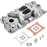 OXYSTAR 2101 2001 Intake Manifold Kit Aluminum Performance Dual Plane Compatible with Chevy Small Block 1955-1995 SBC 262 265 267 283 302 305 307 327 350 400 V8 Engine, Silver