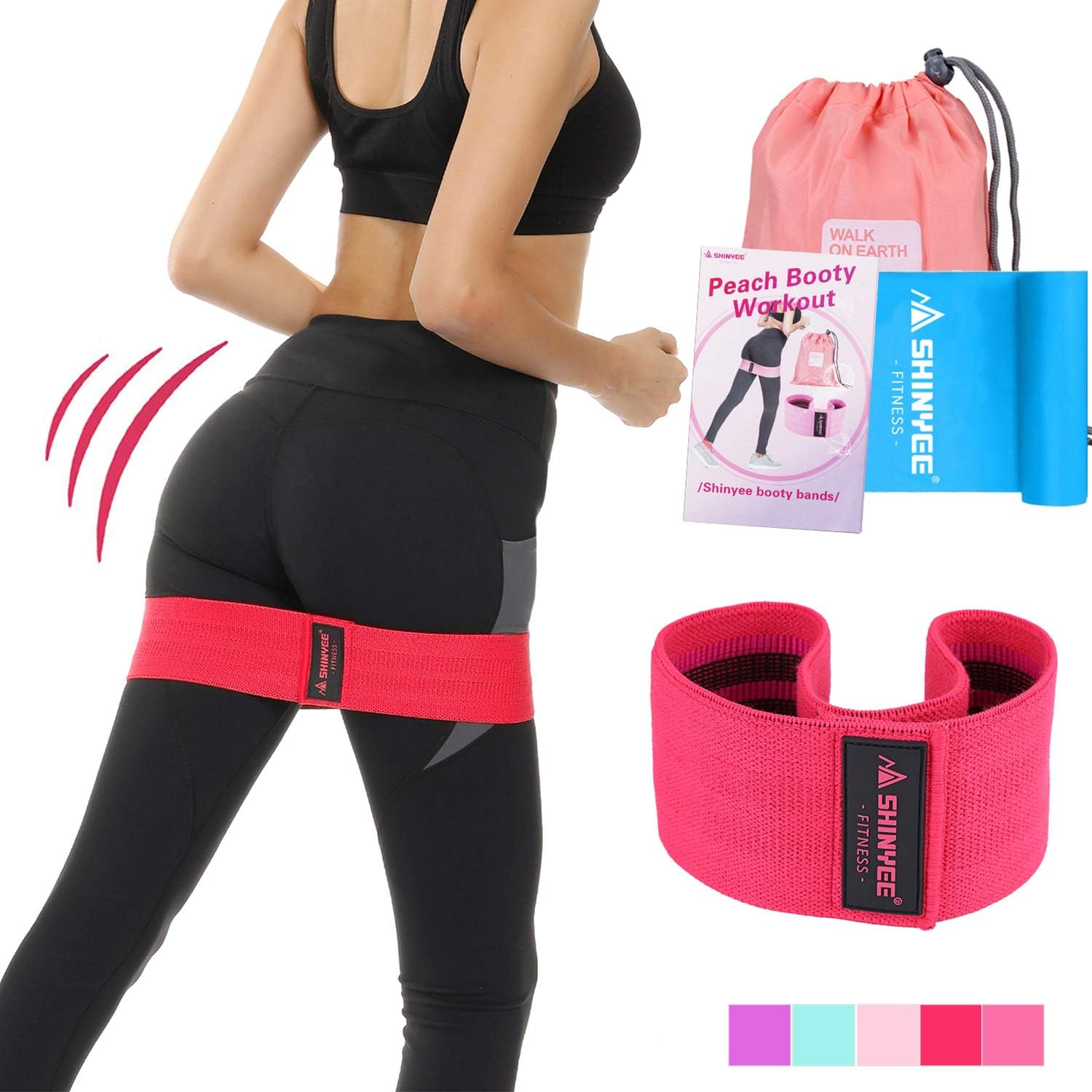 Shinyee Booty Hip Bands High Resistance Band Workout Exercise Glute Band Women,Fitness Gym Loop Circle Legs Butt,Non Slip Fabric Heavy Duty Training Band Hip Up
