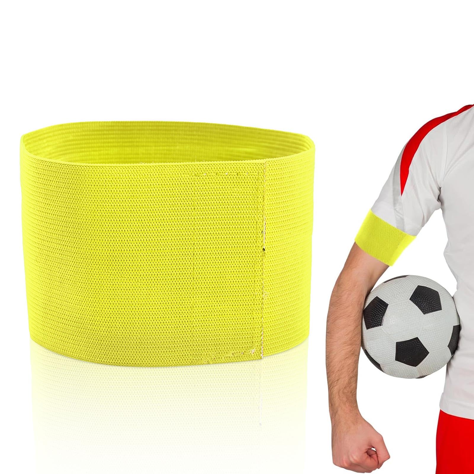 Agatige 31x6.5cm /12.2x2.6 in Soccer Captain Armband, Team Groups Arm Band Football Armbands Players Adjustable Bands, Elastic Captains Arm Bands for Adult Youth Sports Player (Yellow)