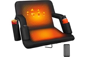 Moteoza Heated Stadium Seats for Bleachers with Back Support with 5V 20000mAh Battery and Wide 20"/25" Dual-Sided Heated Bleacher Seat 6 Reclinng Positions Heat Heated Stadium Chair USB 3 Levels of