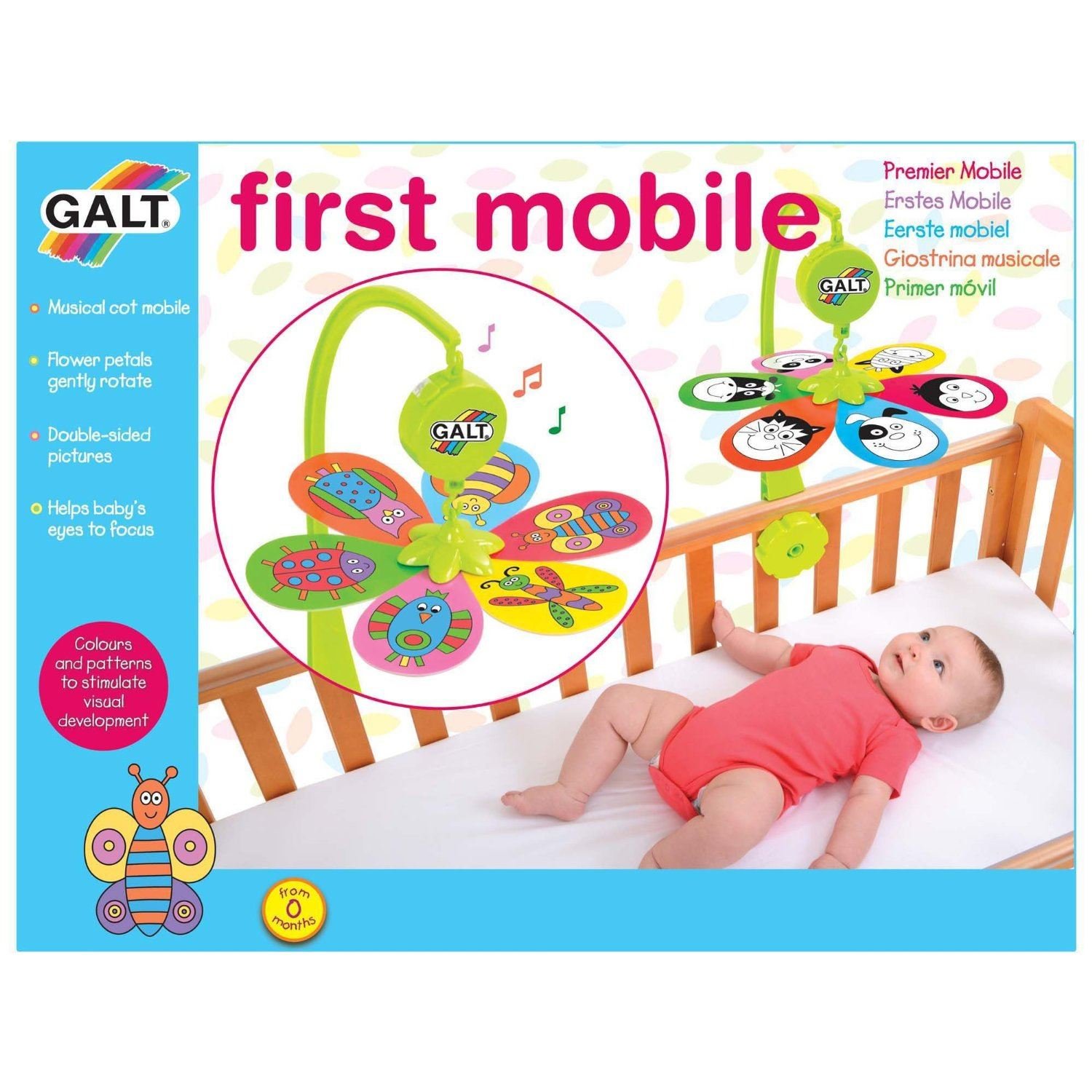 GALT BABY FIRST MOBILE COT BED TOY MUSICAL ROTATING WITH SOUND BABY