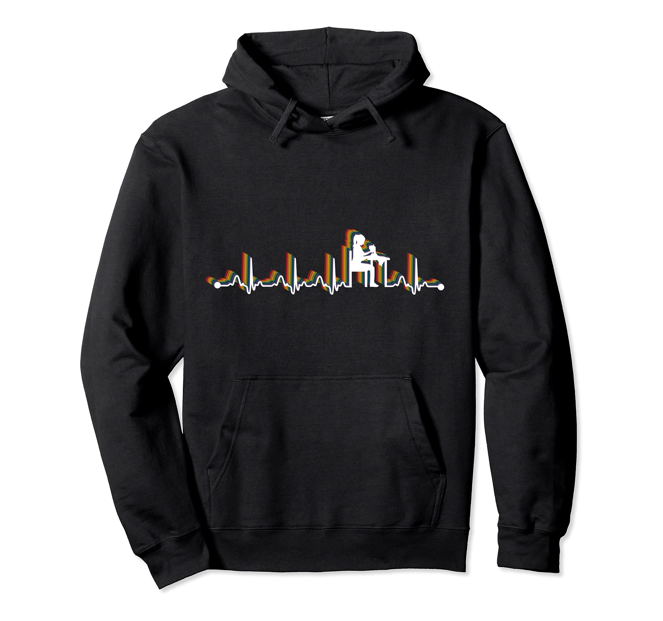 Sewing Retro Heartbeat EKG Vintage 80s Style Pullover Hoodie