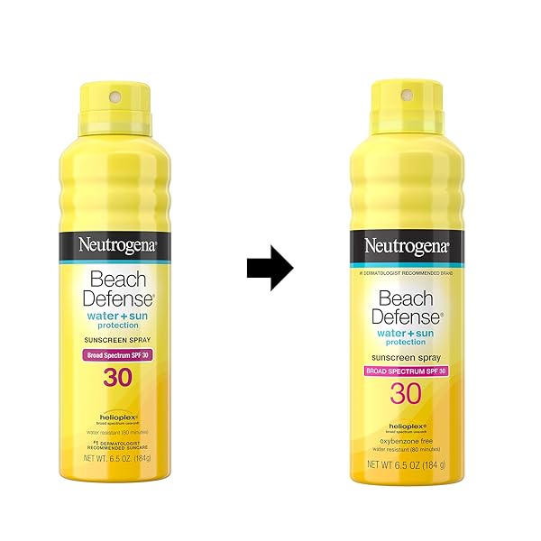 NEUTROGENA BEACH DEFENSE WATER-RESISTANT SUNSCREEN BODY SPRAY WITH BROAD SPECTRUM SPF 30, PABA-FREE, OXYBENZONE-FREE; FAST-DRYING, SUPERIOR SUN PROTECTION, 6.5 OZ
