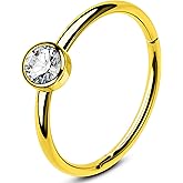 OUFER 20G 6/7/8MM Nose Rings Hoops, 316L Surgical Steel Hinged Segment Hoop Nose Ring For Women, Shiny Clear CZ Cartialge Piercing, Cartilage Rook Helix Lobe Tragus Earrings