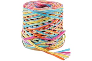 WORIC Colored Raffia Ribbon 394 Feet (132 Yards) Raffia Yarn Gift Craft Ribbon for Lei Bows Crochet Crafts Gift Wrapping Tags Bags Christmas Decorations
