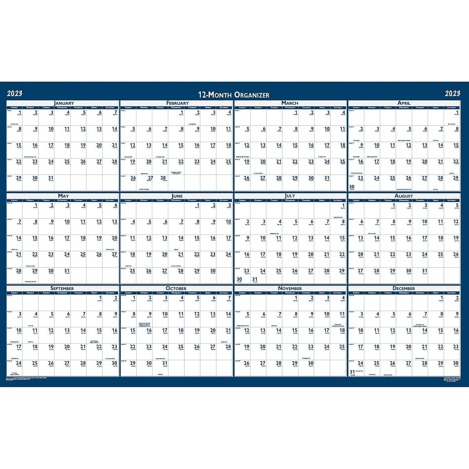 Photo 1 of House of Doolittle 2023 Laminated Wall Calendar, Reversible, Horizontal/Vertical, 24 x 37 Inches, January - December (HOD396-23)