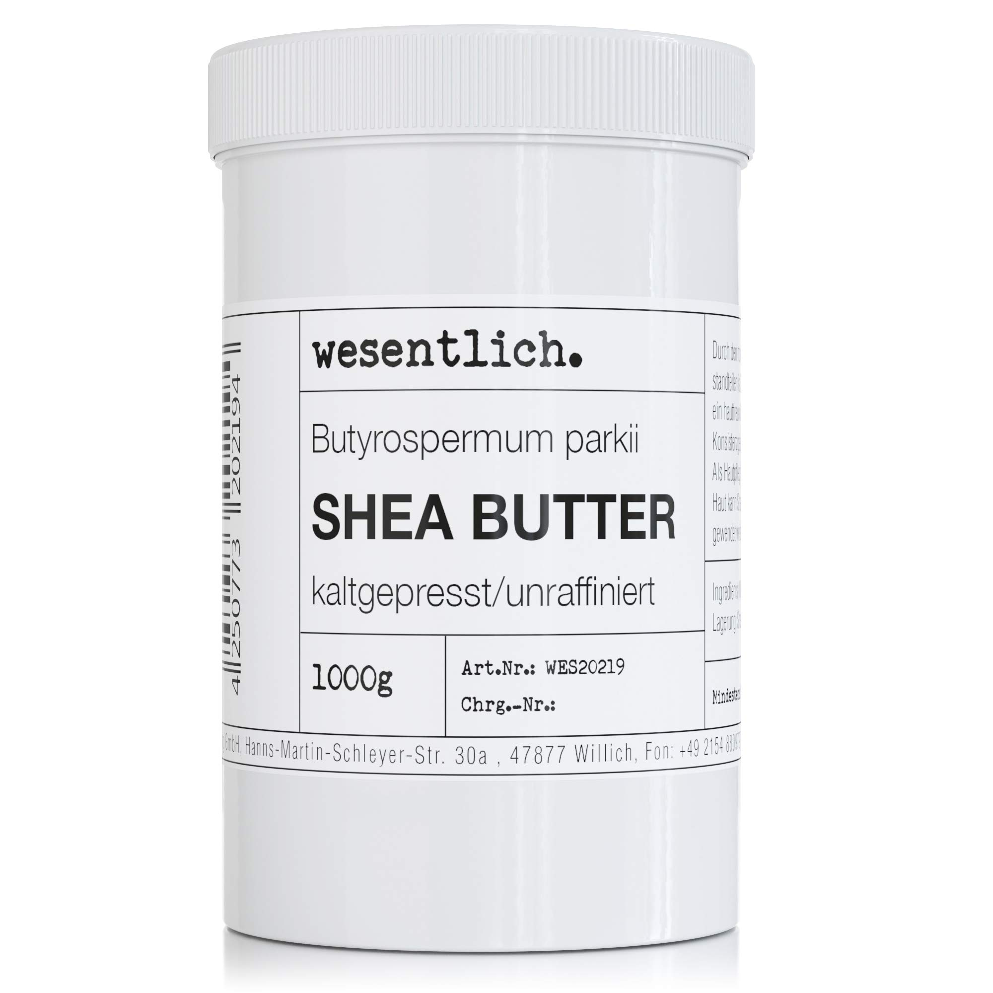 Shea butter cold pressed and unrefined 1000 g - 100% pure care or perfect base for high-quality care products from essential.