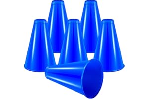 HSLCGF 6 Pcs Cheer Megaphone for Party Blue Plastic Megaphone DIY Party Accessory for School Outdoor Activities Party Favors Sports Match Game (6 Pcs, Blue)