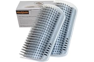 Miwoowim Extended (6.1") 2 Pack Self Grooming Cat Brush - Wall Corner Scratcher with Massage Combs for Long and Short Fur Cats, Kittens (Grey)