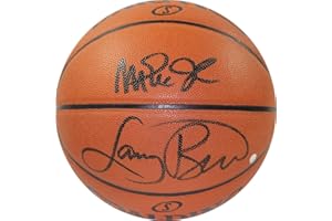 MISTER MANCAVE Larry Bird Magic Johnson Lakers Boston Celtics Dual Signed Autograph NBA Game Basketball Steiner Sports Certified