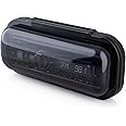 Pyle Water Resistant Marine Stereo Cover - Smoke Colored Heavy Duty Boat Radio Protector Shield with Flip-up Door & Spring Lo