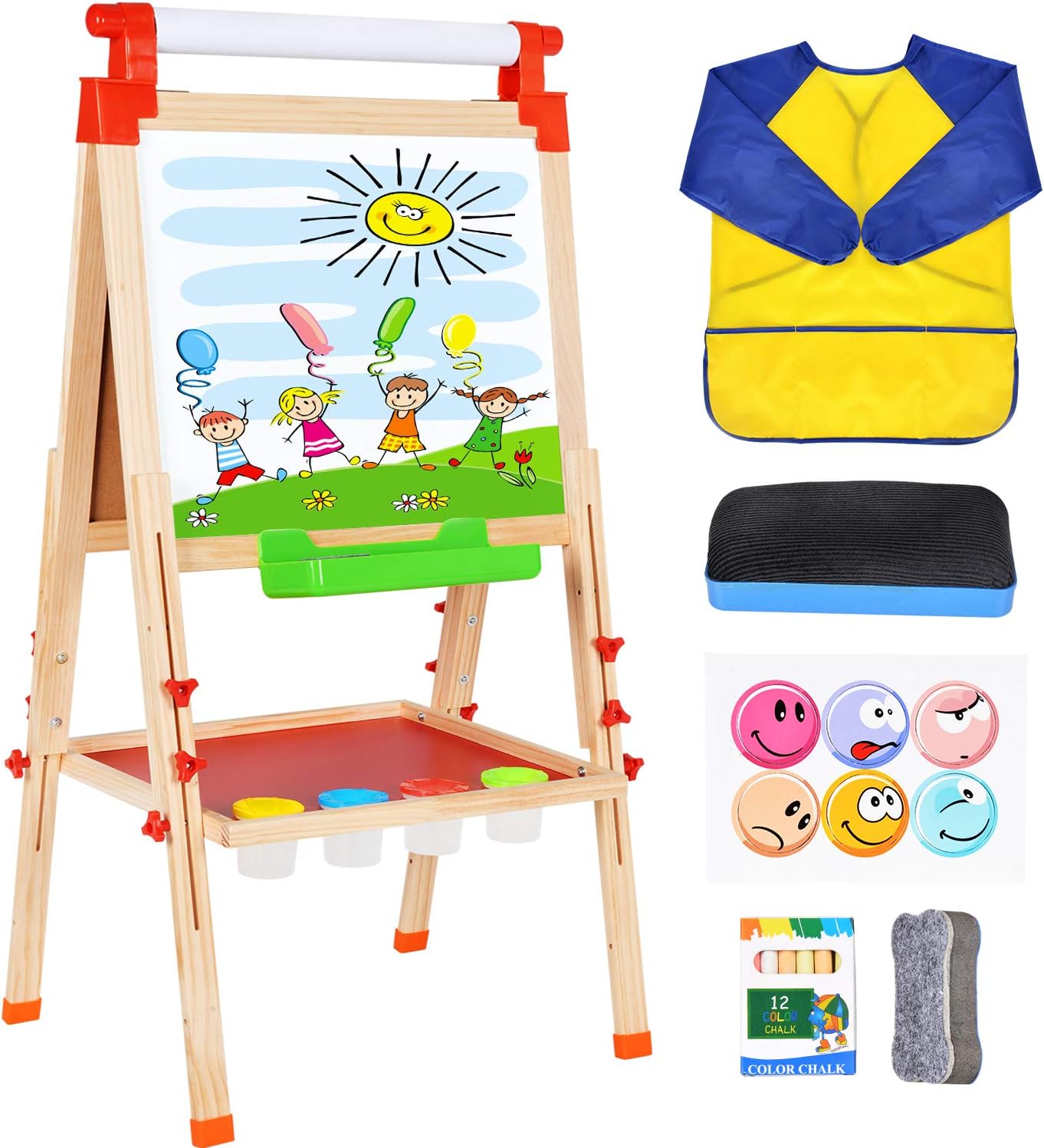 Wesimplelife Kids Art Easel Wooden Easel Double Sided Green and White