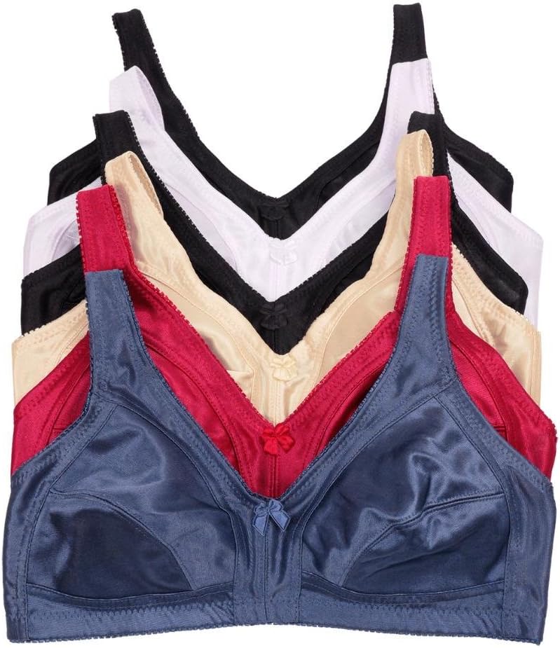 Women's 6-Pack Unlined Wire Free Bras (36D, solid satin)