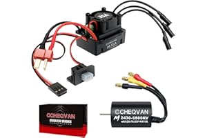CCHEQVAN 2430 5800KV Brushless Motor with 35A ESC Combo, Surpass Waterproof Hobby Sensorless Motor and Electric Speed Controller Set for Traxxas 1/18 1/16 1/14 Scale RC Car Trucks