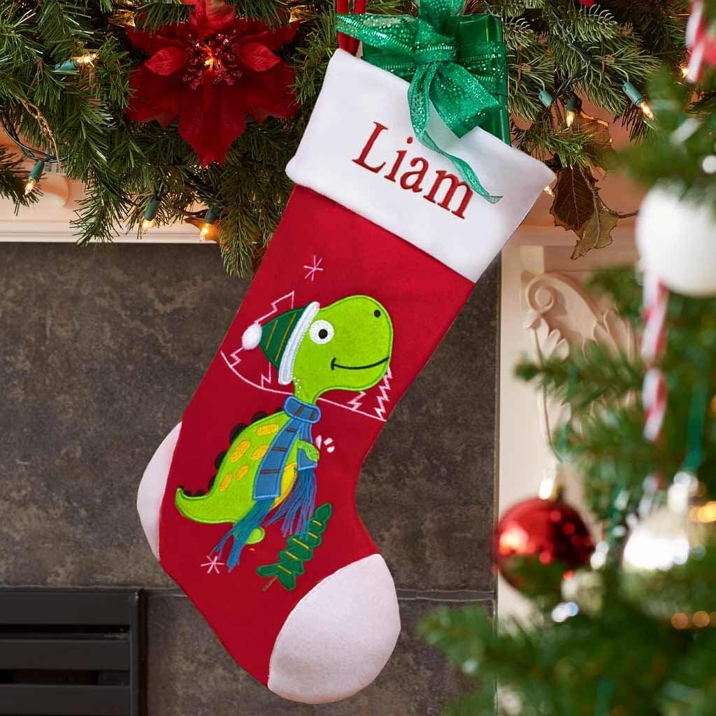Stockings & Holders - DIBSIES Personalized Holiday Christmas Stocking (Dinosaur)