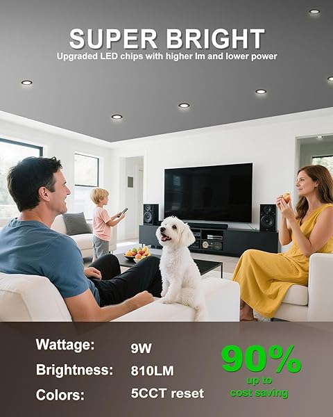 ZOUZAI 24 PACK 4 INCH BLACK 5CCT SELECTABLE ULTRA-THIN LED RECESSED CEILING LIGHT WITH JUNCTION BOX,9W EQV 80W, DIMMABLE, LED CAN LIGHTS – ETL AND ENERGY STAR CERTIFIED