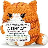 Positive Crochet Animals Emotional Support Pulsh Crochet Cat - Easter Inspirational Gift for Cat Lover Woman Daughter Friends Coworker Her Him Birthday Self Care Affirmations Gift Positive Potato