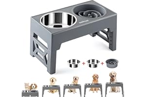 EliteField Elevated Dog Bowls (2-Year Warranty), Two 58 oz Stainless Steel Food Bowls, 5 Adjustable Raised Heights (4", 9.5", 10.5", 11.5", 12.75") Suitable for Dogs of All Ages, Small to Large Sizes