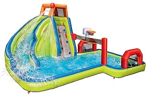 Banzai Aqua Sports Splash Pad Water Park Outdoor Inflatable Waterslide with Climbing Wall and Activities