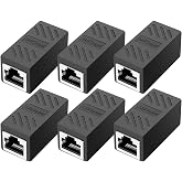 ZUZONG RJ45 Coupler Ethernet Coupler Inline Coupler for Cat8/ Cat7/ Cat6/ Cat5e/ Cat5 Ethernet Cable Extender Adapter for PC Router Modem PS5 Xbox Female to Female (6 Pack Black)