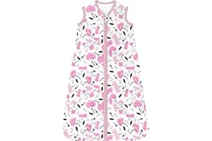FIEMOL Baby Sleep Sack 12-18 months, 100% Cotton Sleep Sack for Newborn, Wearable Blanket Baby, 0.5 Tog Lightweight Double Zipper Sleep Bag Pink Flower 1 Pack