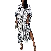 SMUDGE Life Kaftan Dresses for Women Plus Size Summer Beach Dress with Print and Swim Cover Ups