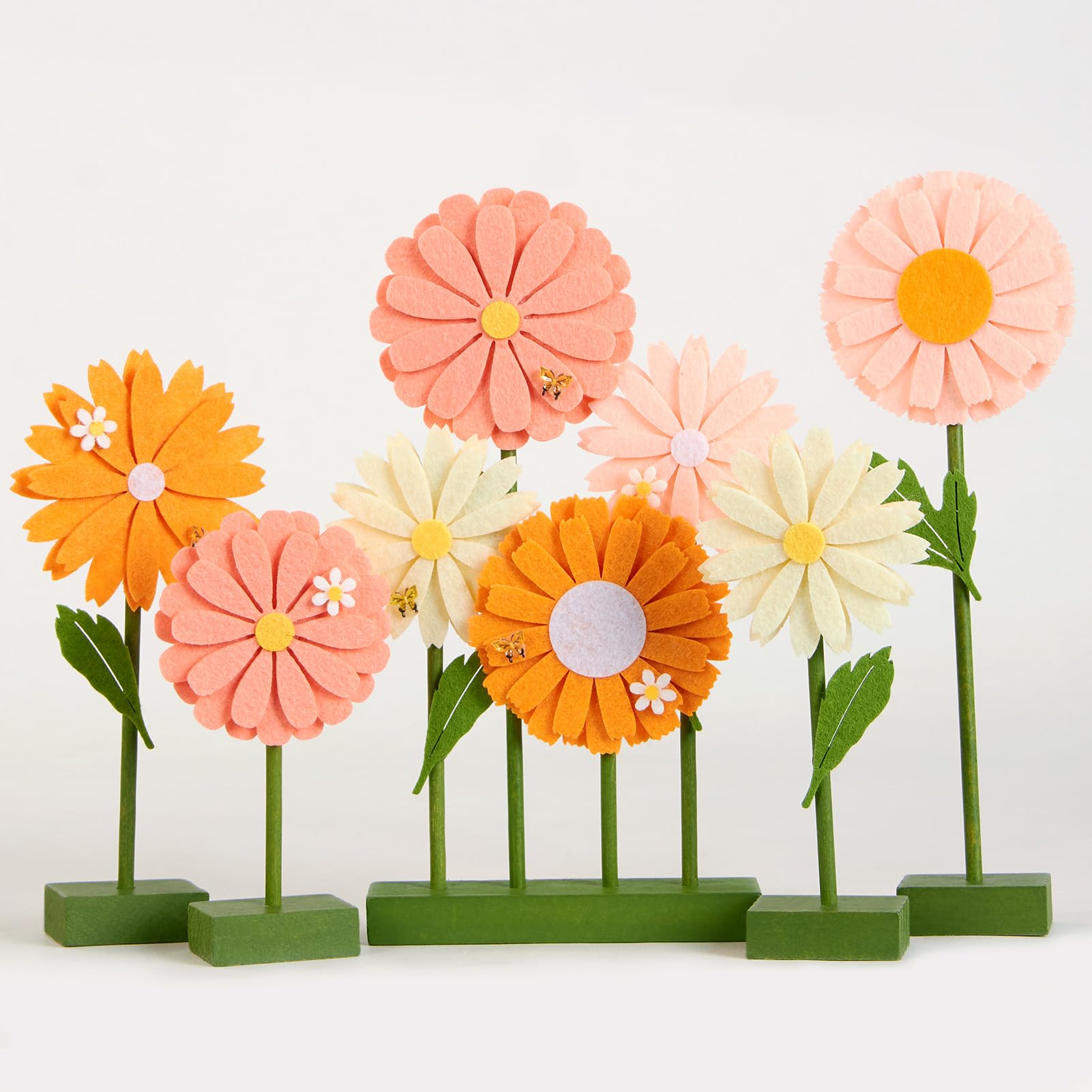 Photo 1 of SUNBEAUTY 8 PCS Daisy Felt Centerpieces for Tables Flower Birthday Party Decorations Daisy Birthday Party Decorations Pink Orange Daisy Decorations for Girl Birthday Baby Shower